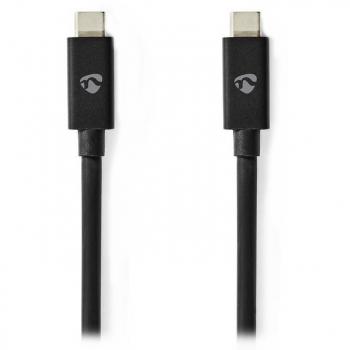 Cable USB 4.0 Gen 2x2 USB-C Macho a Macho 240W 8K@60Hz 20Gbps Niquelado 2m Negro