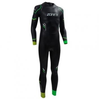 Traje Neopreno Zone3 Adventure Junior para triatlón y natación en aguas abiertas, negro, verde y amarillo, talla M