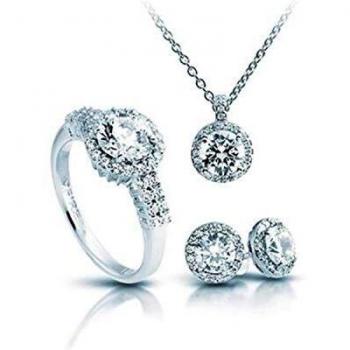 Diamonfire SET ANILLO PENDIENTE Y COLGANTE 1312691902165 MUJER PLATA DE LEY