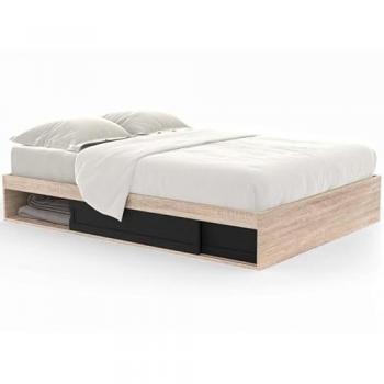 Somier Salem 140 x 190 cm con espacio de almacenamiento en madera y color negro