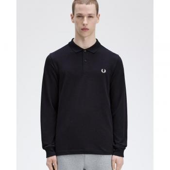Fred Perry Women's Long Sleeve Plain Polo Shirt in Navy, Size Small