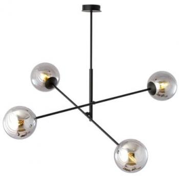 Lámpara de Suspensión Lineal EPIKASA, Acero con Recubrimiento de Polvo y Vidrio, Color Negro y Gris, 102x51x102 cm