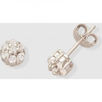 Pendientes de oro blanco con circonitas incrustadas, elegantes y brillantes