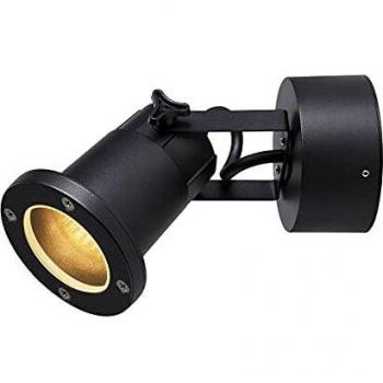 Aplique de exterior redondo SLV Nautilus GU10 11W IP54 negro Ø 9,8 cm