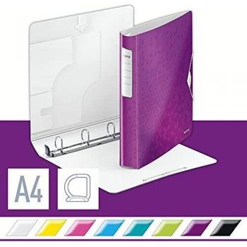 Carpeta de anillas LEITZ Active WOW SoftClick A4, 4 anillas en D, 30 mm, rosa metálico
