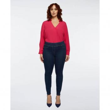 Jeggings Diamante Fiorella Rubino - Pantalones Elásticos Push-Up Vaqueros Talla Grande con Detalles Brillantes