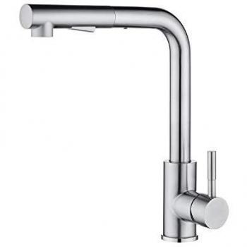 CECIPA Thor I Grifo de cocina extensible I Acero Inoxidable I Caño del grifo de 2 funciones