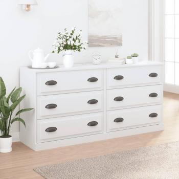 Aparador 2 piezas madera contrachapada blanco Mueble de Almacenaje de Salón Buffet para salón Armario Auxiliar Armario de Almacenamiento