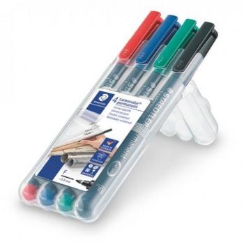 Staedtler Lumocolor Permanent Pens Fine 0.6mm Assorted Colors Pack of 4 (318-WP4)