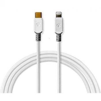 Nedis CCBW39650WT20 Cable Lightning de Apple | Lightning de Apple Macho de 8 Pines a USB-C | 2,00 m | Blanco