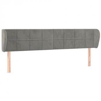 Cabecero de terciopelo gris claro 183x23x78/88 cm