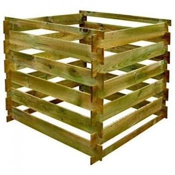 vidaXL Compostador de Tablas Cuadrado de Madera de Pino Impregnada 90x90x85cm