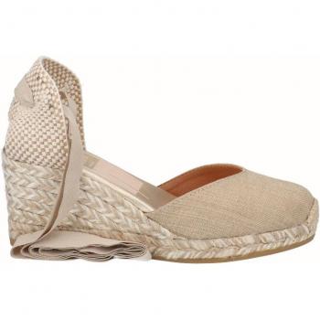Alpargatas de cuña para mujer con cintas en color oro modelo 2011