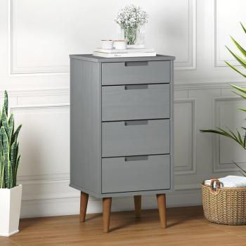 Mesita de noche molde madera maciza de pino gris 40x35x82 cm Vidaxl