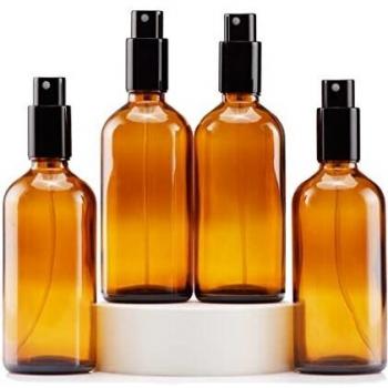 Yizhao Ambar Bote Spray Pulverizador Cristal 100ml, Pulverizador Cristal Pequeño con Fina Niebla, para Aceite Esencial, Aromaterapia, Perfume,Limpieza, Viaje, Agua,Farmacia, Laboratorio – 4Pcs