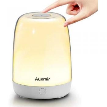 Auxmir Luz Nocturna, Lámparas de Mesita de Noche Inalámbrica Recargable, Control Táctil, 5 Colores de Luz LED Regulable, Lámpara Ambiente Portátil para Dormir Bebé