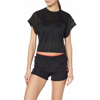 Nike W NK Dry SS Top Crop Cap SLV T-Shirt, Mujer, Black/White, XS