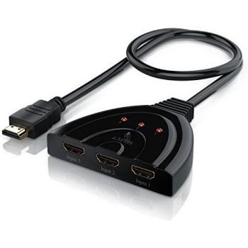 CSL - Full HD HDMI Switch/3 Port Switch HDMI automáticamente, 3d, CEC, Arc | 36 Bit Deep Color | Dolby True HD | 3d Ready/Full HD 1080p Resolución