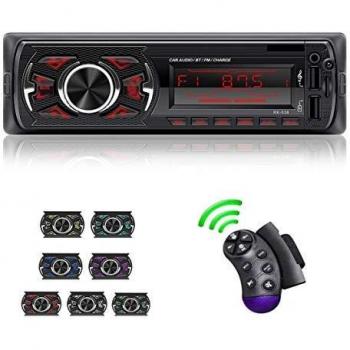 LSLYA   Coche Stereo Retroiluminación de 7 colores Llamadas manos libres Bluetooth Radio FM Reproductor de MP3 compatible con control remoto del volante / carga rápida / disco U / AUX / USB