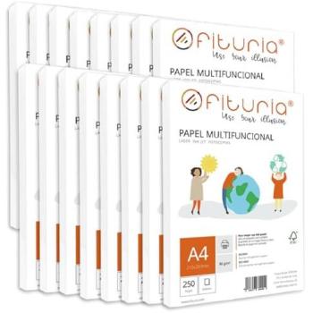 Paquete de Folios A4 80gr - 250 Hojas Blancas, Papel Multifuncional para Uso Escolar y Laboral, Ideal para Impresoras Láser e Inyección
