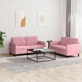 Juego de sofás 2 piezas rosa terciopelo vidaXL