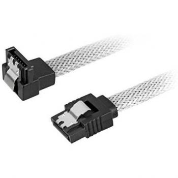 Cable SATA 3 de 0,45 m con conectores SATA 7-pin en color negro y blanco.