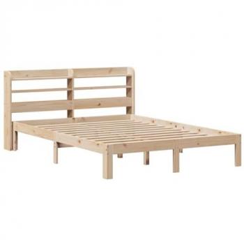 Estructura de cama con cabecero de madera maciza de pino 120x200 cm