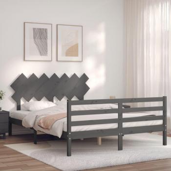 Cabecero de cama gris de madera maciza 140x190 cm