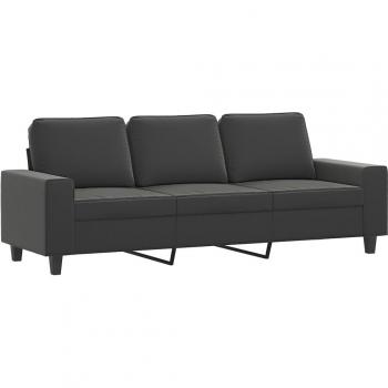 Dark Grey 3-Seater Microfiber Sofa 180 cm