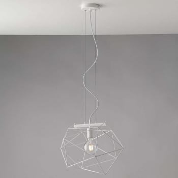 Lámpara de techo colgante en metal blanco con un solo punto de luz E27