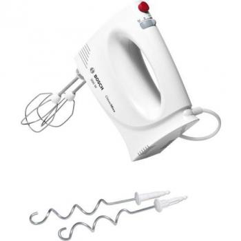 Bosch MFQ3010 Batidora Amasadora de Mano 300W con 2 Velocidades + Función Turbo, Incluye 2 Varillas y 2 Garfios Amasadores, Color Blanco