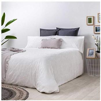 Funda Nórdica Jacquard Floral Blanco Algodón 100% con Fundas de Almohada para Cama de 200