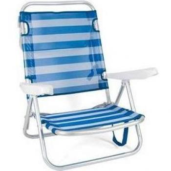 Silla de playa Ariel reclinable/plegable estampado a rayas azul/blanco 108x60x78 cm