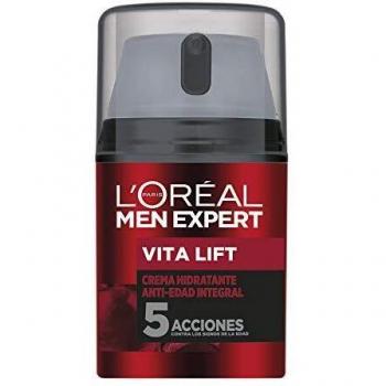 L'OREAL Men Expert crema hidratante antiedad Vita Lift, Con extracto de viña francesa, Combate 5 signos de la edad en un solo gesto, Para hombres - 50 ml