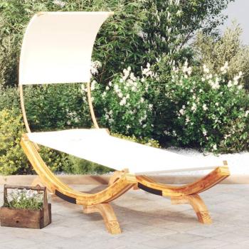 VidaXL Tumbona con dosel de madera maciza curvada crema 100x200x126 cm