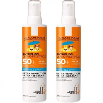 La Roche Posay Anthelios Dermo-Pediatrics SPF 50+ Spray Invisible Duplo Pack, 2 x 200 ml con Descuento en Segunda Unidad