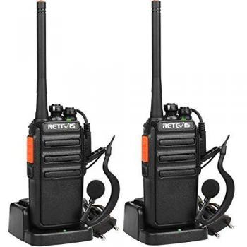 Retevis RT24 Walkie Talkie Recargable, Walkies Profesionales, PMR446 sin Licencia 16 Canales CTCSS/DCS VOX, Walkie Talkie con Auriculares y Cargador Europeo, para Adultos y Niños