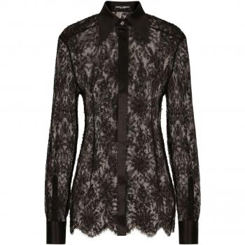 Dolce & Gabbana Women's Lace Shirt in Black | Size 42 | F5R42TMLMAEN0000