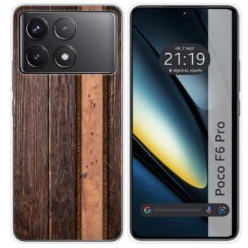Funda de Silicona para Xiaomi Poco F6 Pro 5G con Diseño de Madera 05
