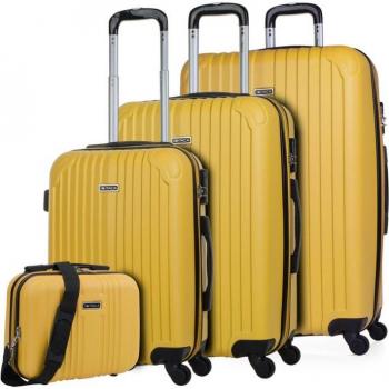 Juego de Maletas Rígidas Itaca Sevron ABS Color Amarillo con 4 Ruedas y Candado de Combinación T71500B