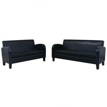 vidaXL Set Sofás 2 Pzs Cuero Marrón Silla Asiento Sillón Taburete Mueble Salón