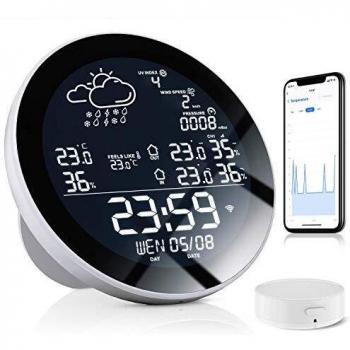Estación meteorológica digital inalámbrica,YINAMA con reloj Pantalla LCD para interiores y exteriores