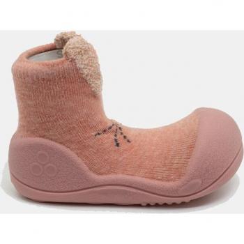 Zapatillas de casa cerradas de bebé niña Attipas en algodón con dibujo de conejo.