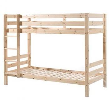 Litera Pino 90x200 cm, altura 160 cm, con somier incluido y opción de cajón inferior