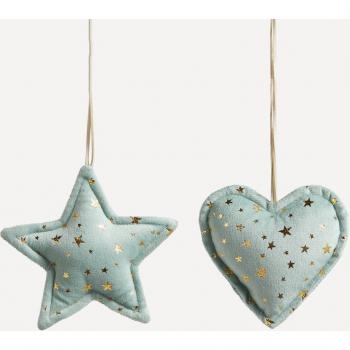 Set 2 colgantes Corazón y Estrella Navidad.