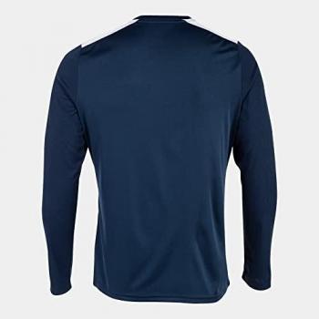 Camiseta de fútbol manga larga para hombre Joma Championship VII color marino y blanco