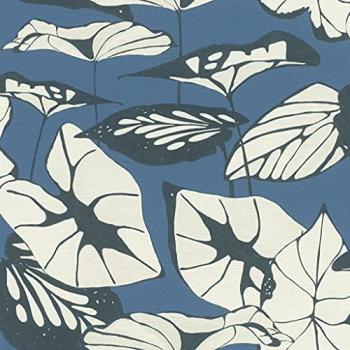 Papel Pintado No Tejido Rasch Amazing 539653 - Diseño Botánico de Hojas de Loto en Azul, 0.53 x 10.05 m, Cobertura 5.33 m²