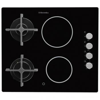 Placa de Cocina Combinada Electrolux EGE6172NOK, 2 Fuegos Gas y 2 Inducción, Vitrocerámica Negra, 58 cm