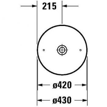 Lavabo sobre encimera Duravit Cape Cod Ø 43cm, Blanco Semimate con WonderGliss, Sin Rebose y Sin Orificio para Grifo