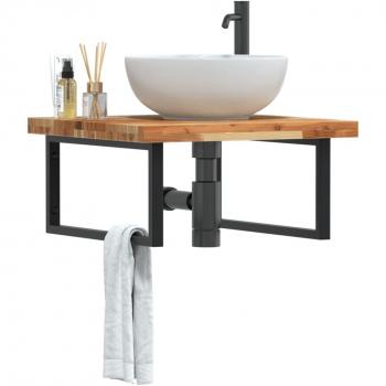 Estante de lavabo de pared acero y madera maciza de acacia Vidaxl Marrón